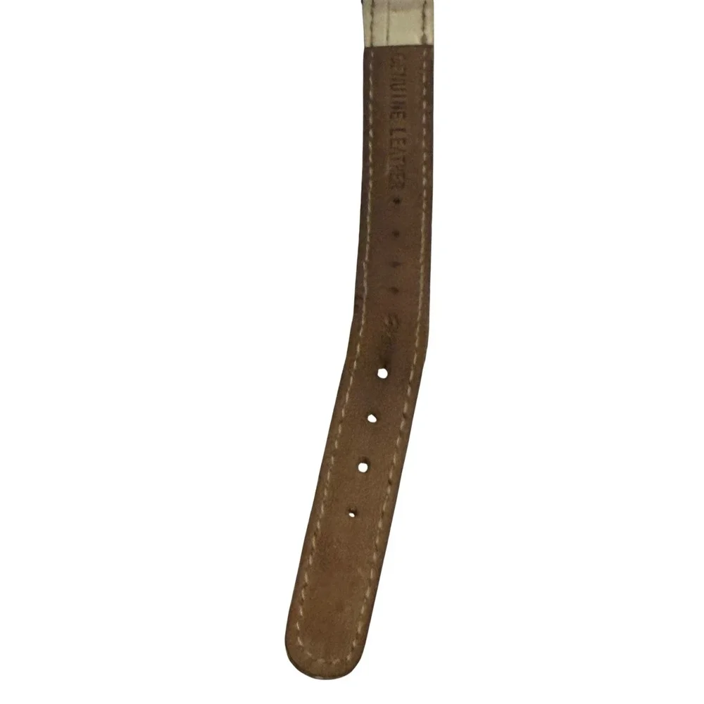 Timex Indiglo Women's Watch White‎ Leather Strap Silver Tone Case